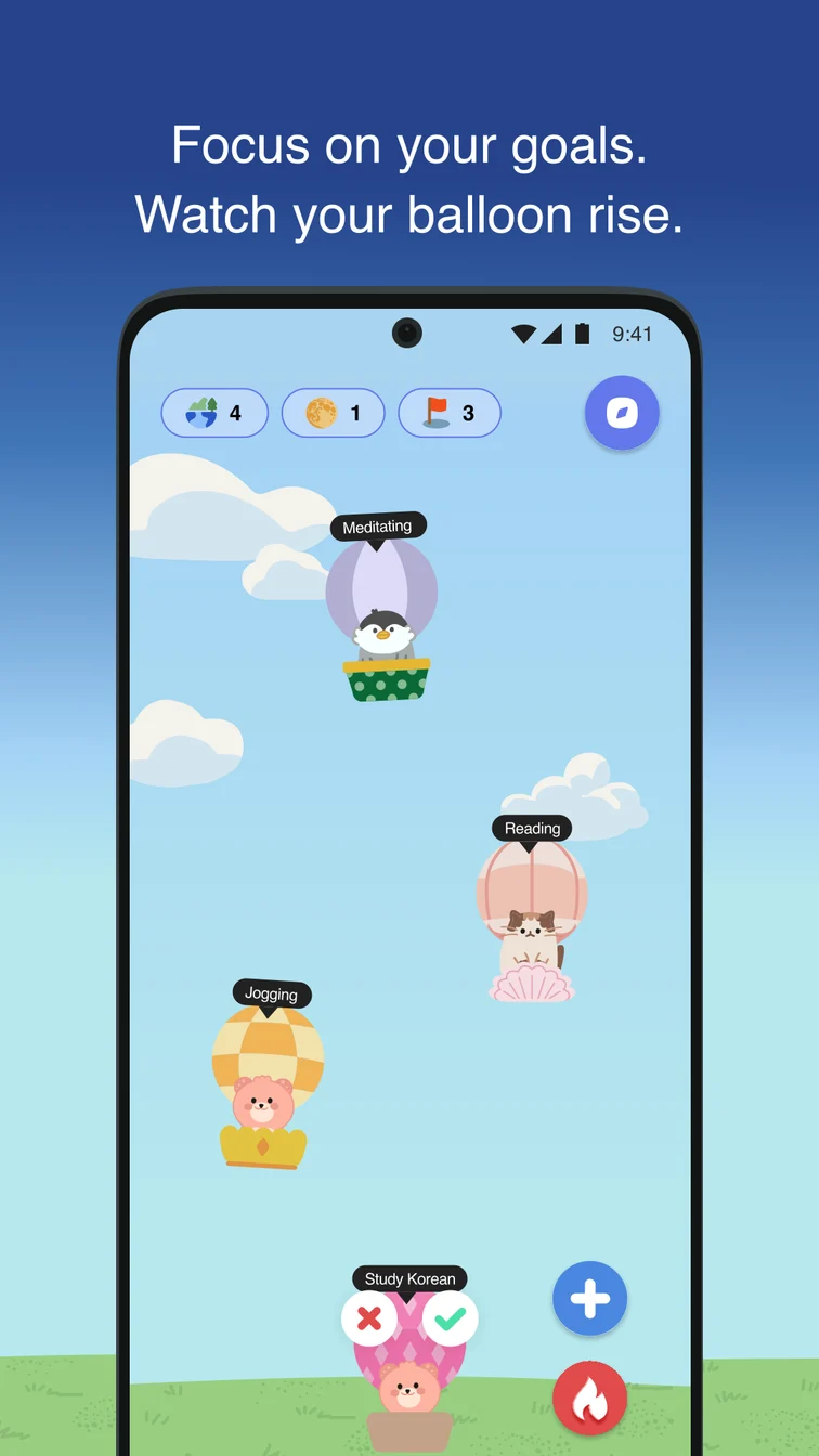 Doongsil — Focus on your goals. Watch your balloon rise.