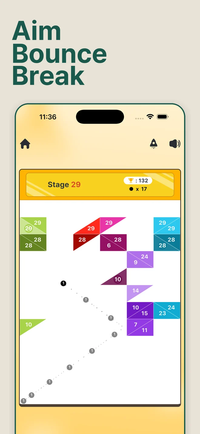 Triangle Breaker — 조준하고, 튕기고, 깨고